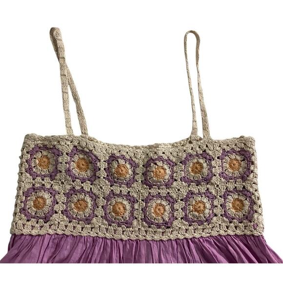 ASOS crochet mini sundress flowy purple top size 4 - Picture 2 of 7